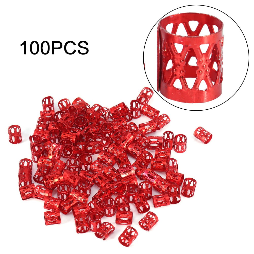 WALFRONT 100PCS/Bag New Colorful Hair Braiding Beads Rings Cuff Styling