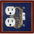 thumbnail image 1 of Metal Light Switch Plate Cover Elegant Gold Candle Frame Maroon Blue FRA036, 1 of 13