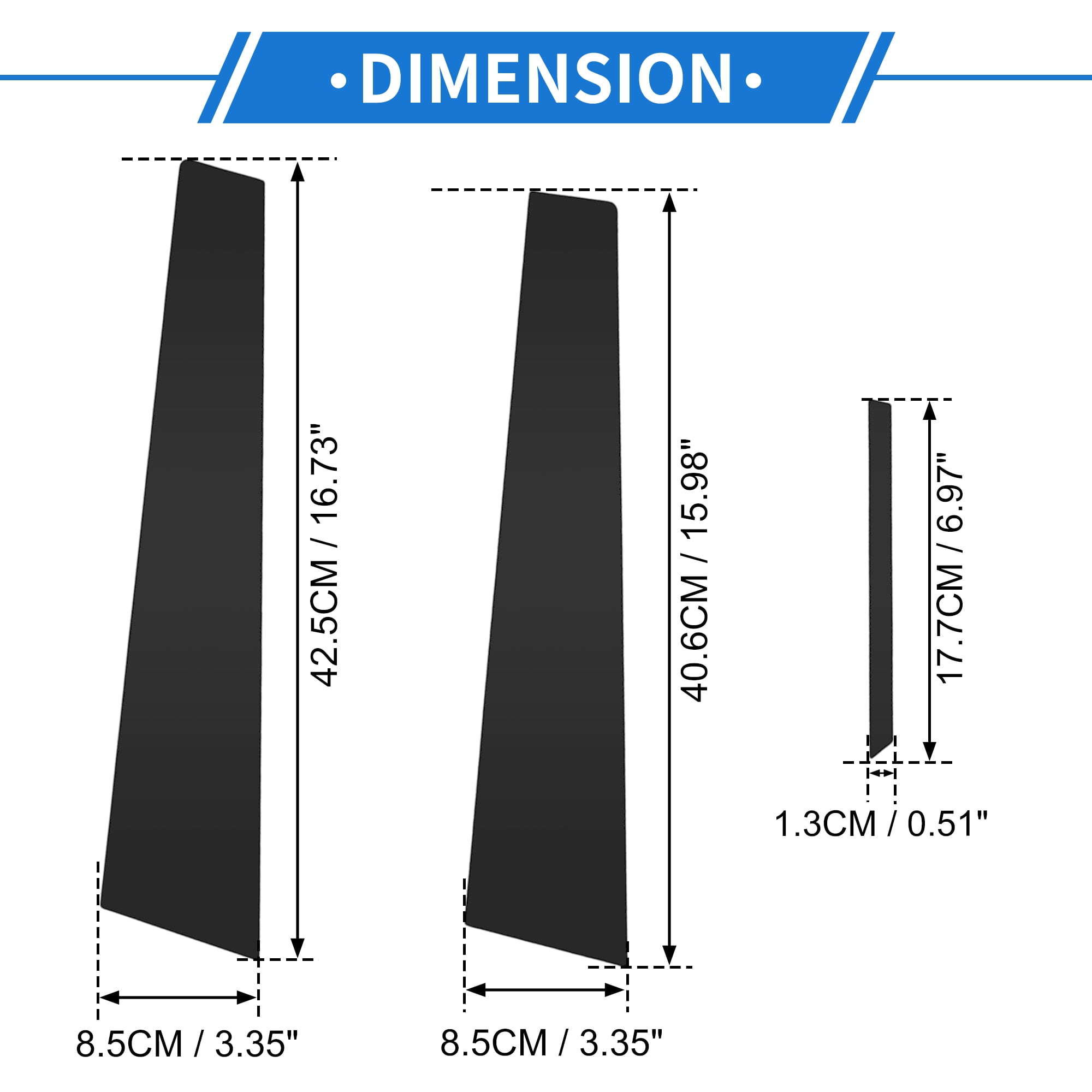 Unique Bargains 6 Pcs Door Pillar Window Trim for Cadillac CTS 2014-2015 Front Rear Black