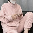 thumbnail image 3 of Women's Winter Fleece Pajamas Sets Soft Comfy Flannel 2 Piece Loungewear Warm Thickened Casual Sleepwear Set Pink XL, 3 of 4
