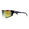 thumbnail image 6 of Color Camouflage Metal Frame Wrap Around Oval Sport Sunglasses Rainbow Leopard - Orange Mirror, 6 of 8