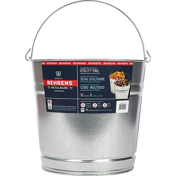 1 PK, Behrens 1212GS-Behrens 12 Qt. Galvanized Steel Pail