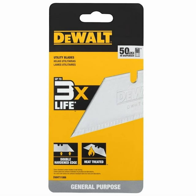 Cuchilla multiusos DeWalt, bimetálica, de doble filo, 6,1 cm de largo, 50 unidades
