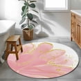 thumbnail image 4 of Pink Gold Large Area Rugs for Bedroom Living Room, Soft Non Slip Carpet Bedside Rug, Boho Modern Abstract Minimalist Aesthetic Flower Round Floor Cover Kitchen Accent Rug 3.3' for Dining Room/Office, 4 of 9