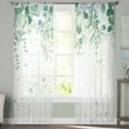 thumbnail image 3 of Spring Eucalyptus, Semi Sheer Curtains 96 Inch Length 2 Panels Set, Green White Watercolor Botanical Leaf Sheer Kitchen Curtain Privacy Voile Window Curtain for Living Room Bedroom Rod Pocket Drapes, 3 of 7