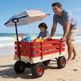thumbnail image 7 of Wooden Pull Wagon with Removable Side Rails – Heavy Duty All-Terrain Garden Cart, Portable Outdoor Toy Wagon for Beach, Camping, Backyard Play, 7 of 7