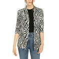 thumbnail image 2 of INSPIRE CHIC Women's Sweater Shawl Collar Long Sleeves Zebras Leopard Print Open Front Cardigan S White, 2 of 7