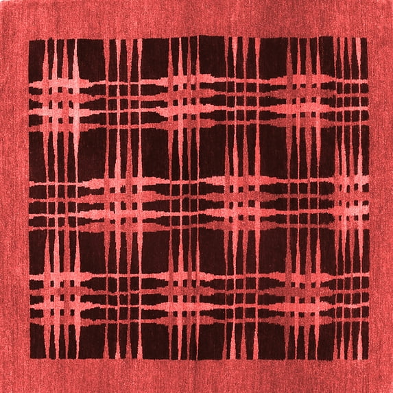 Ahgly Company Indoor Square Abstract Red Contemporary Area Rugs, 5' Square