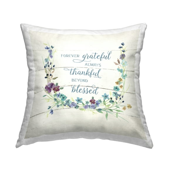 Stupell Industries Beyond Blessed with Garland Decorative Printed Throw Pillow Design by Carol Robinson.