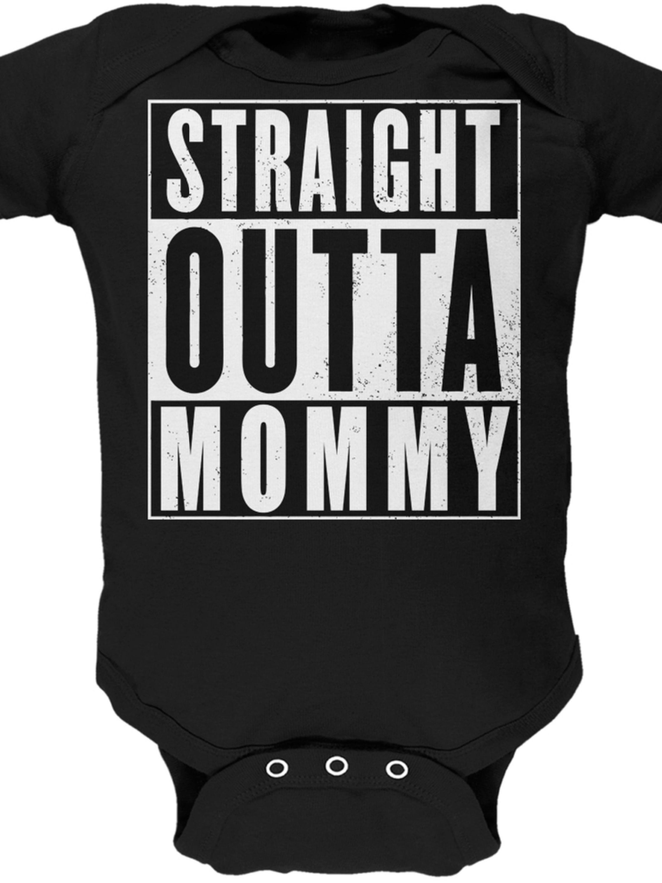 " STRAIGHT OUTTA MOMMY "Custom cute baby Bodysuit Romper one piece Gift-Set. 