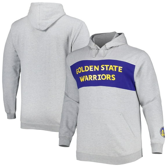Men's Fanatics Heather Gray Golden State Warriors Big & Tall Wordmark Pullover Hoodie