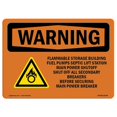 thumbnail image 1 of SignMission OS-WS-A-1218-L-12144 12 x 18 in. OSHA Warning Sign - Flammable Storage Building Fuel with Symbol, 1 of 1