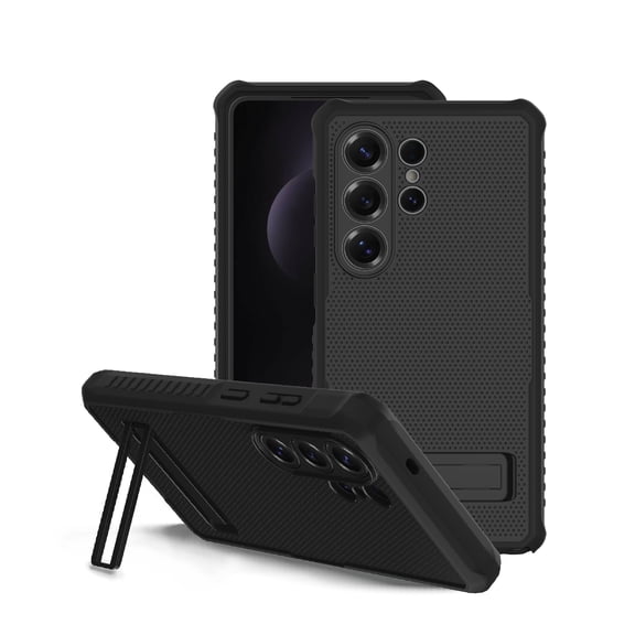 onn Magnetic Compatible Rugged Phone Case with Kickstand for Samsung Galaxy S26 Ultra - Black
