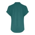 thumbnail image 6 of Summer Gift Sawvnm Women's Fashion Solid Button Shirt Female V-Neck Loose T-shirt Blouse Green 2XL, 6 of 6