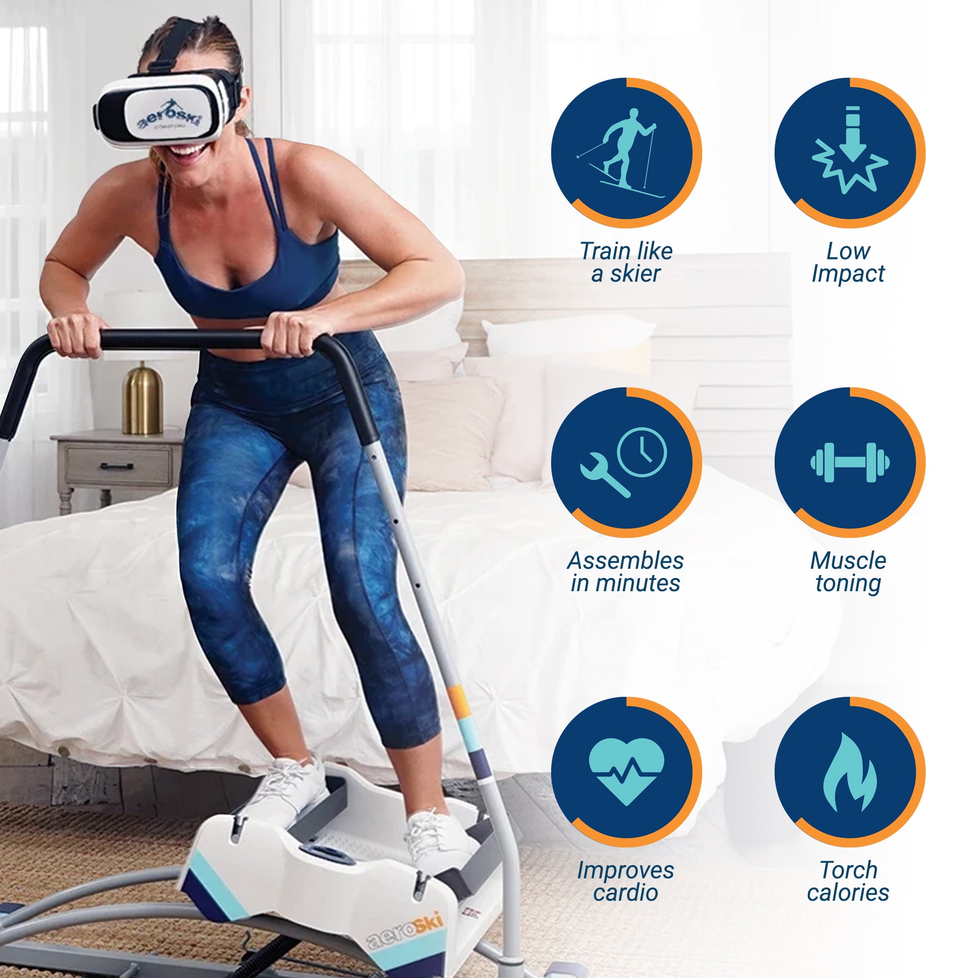 Aeroski 2.0 Ski Fitness Machine, Gray, Adjustable Resistance