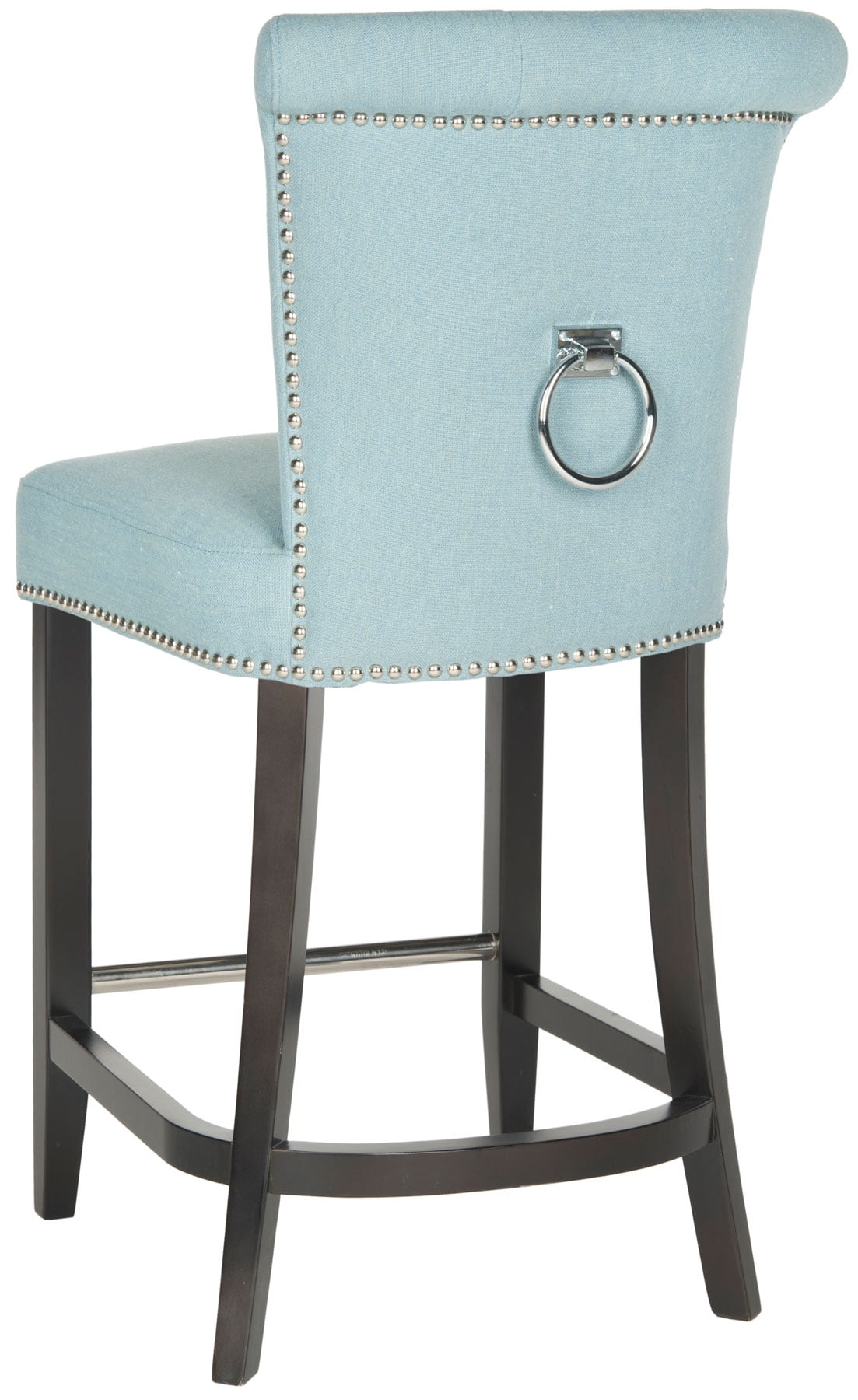 blue cloth bar stools