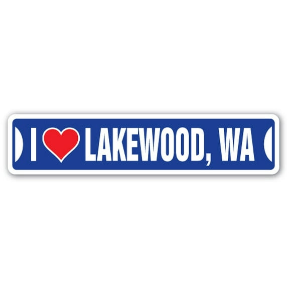 I LOVE LAKEWOOD WASHINGTON Street Sign wa city state us wall road décor gift