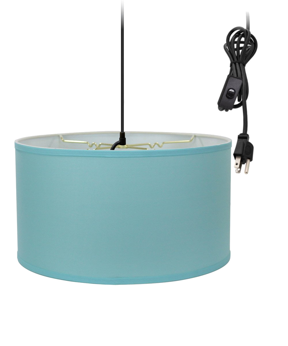 1Light Plug In Swag Pendant Ceiling Light Island Paridise Blue Shade