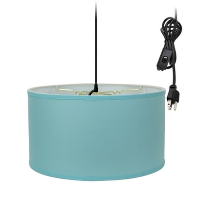 

1-Light Plug In Swag Pendant Ceiling Light Island Paridise Blue Shade