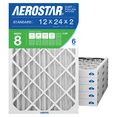 thumbnail image 2 of Aerostar 12x24x2 MERV 8 AC Furnace Air Filter, Pleated HVAC Filter, MPR 600 FPR 5, Allergen Defense, 6-Pack, Made in USA, 2 of 8