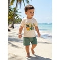 thumbnail image 4 of BemeyourBBs Baby Boy Girls First Birthday Outfit Wild One Years Old Birthday Summer Clothes Short Sleeve Letters Zoo Animals Print T Shirt Tops and Elastic Waist Pockets Shorts Set, 4 of 9