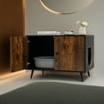 thumbnail image 2 of Demi Bonn 31" Hidden Cat House Washroom Furniture, Wood Cat Litter Box Enclosure Cabinet with Divider and Cat-Shaped Entries, Black, 2 of 7