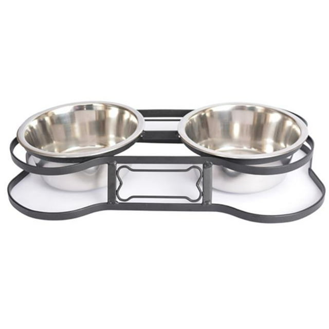 Iconic Pet 92046 Conception Double Os de Dîner pour Animaux de Compagnie - 16 oz.