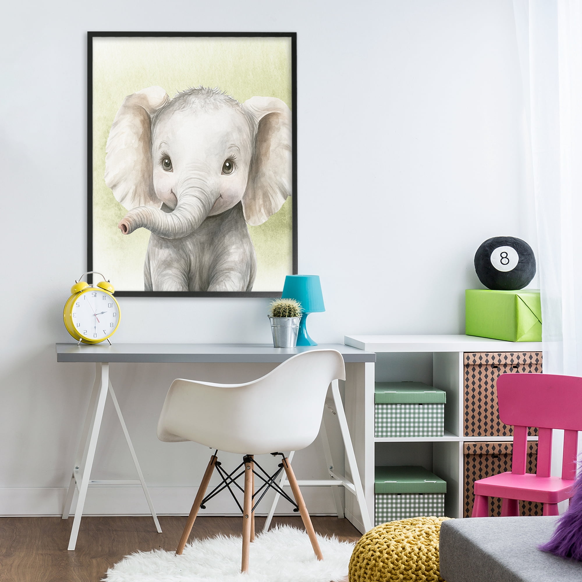 Stupell Industries Jungle Friends Baby Elephant Black Framed Giclee Art, design by Christine Simpson Art