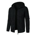 thumbnail image 5 of sususu Mens Plain Hoodies Cotton Sport Fitness Casual Hooded Cardigan Knit Jacket Sweatshirt For Active,Black,XL, 5 of 6