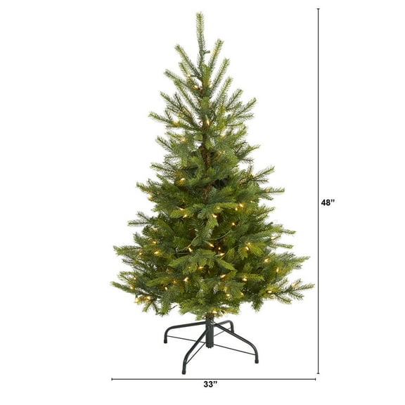 Nearly Natural 4ft. North Carolina Spruce Artificial Christmas Tree with 100 Clear Lights and 207 Bendable Branches