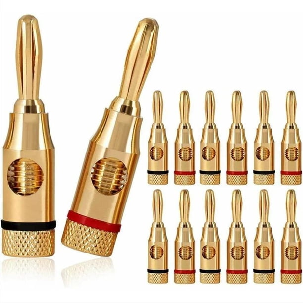 12pcs banana plugs, premium 24K gold plated connector for HiFi speakers, speaker cable, home theater, speaker cable