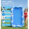 thumbnail image 3 of Inflatable Tanning Pool Lounger Float with Sprinkler & Canopy UPF50+, 77" x 48" Extra Large Tanning Pool Float for Adults, Sunbathing Water Lounge Bed with Pillow & Cup Holder for Backyard & Pool, 3 of 7