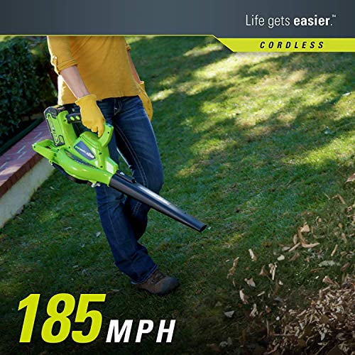 Greenworks 40v 185 mph variable speed cordless blower vacuum outlet