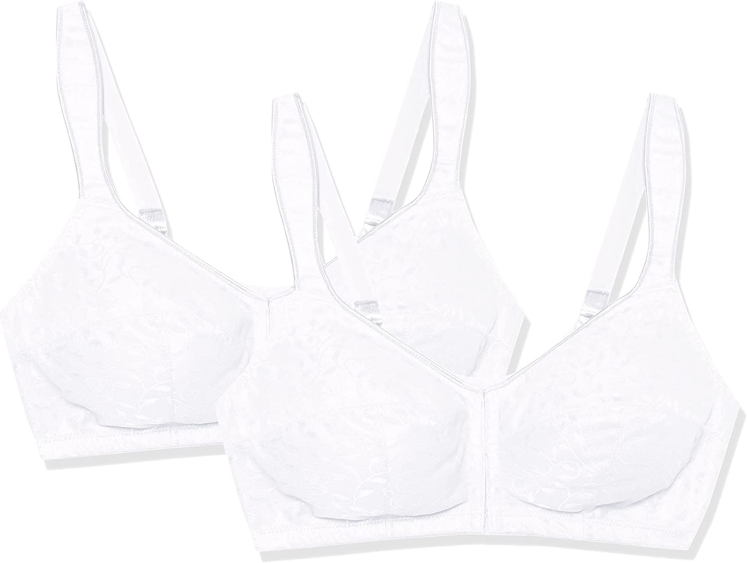 Just My Size Women's Easy On Front Close Wirefree Bra MJ1107 46D White - 2-pack - Walmart.com