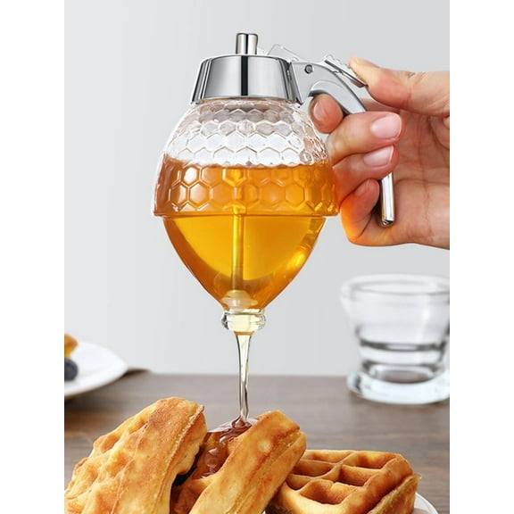 Honey Dispenser No Drip, Maple Syrup Dispenser, Honey Jar With Stand, 8 Oz Pot