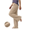 thumbnail image 4 of BXJX Womens Corduroy Pants, Drawstring Elastic Waist Casual Fall Winter Straight Leg Trousers with Pockets Khaki Size S-2XL, 4 of 7