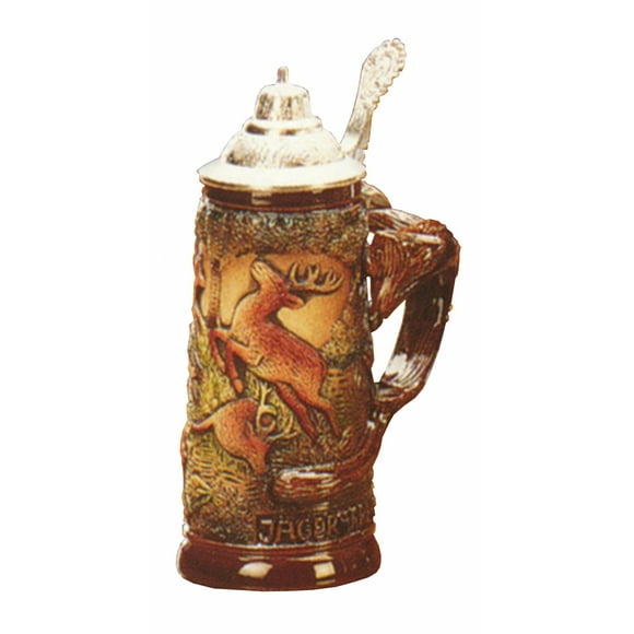 German Beer Stein Fox handle hunting stein 0.4 liter tankard, beer mug