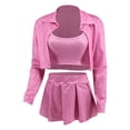 thumbnail image 4 of HXWCHs Women's Summer Tracksuit Set Fashionable Jacket Crop Top and Pleated Mini Skirt Outfit M RD2, 4 of 5