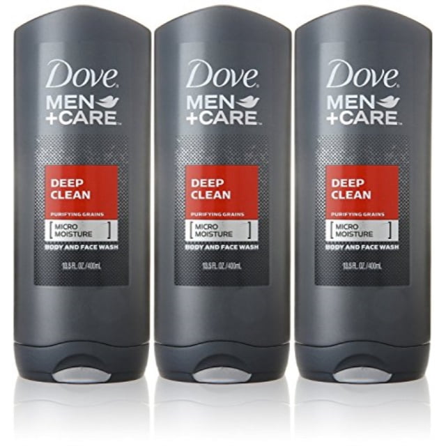 dove men+care body and face wash, deep clean, 13.5 ounce (pack of 3)