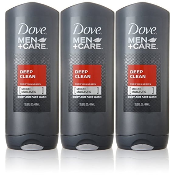 dove men care body and face wash, deep clean, 13.5 ounce (pack of 3)