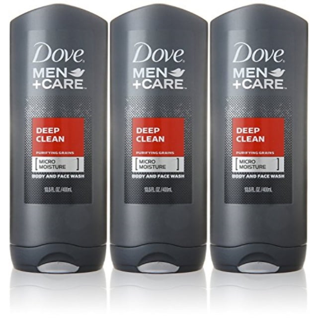 dove men+care body and face wash, deep clean, 13.5 ounce (pack of 3)