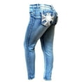 thumbnail image 2 of Jack David Women's Plus Size Stretch Acid Wash Premium Blue Denim Jeans Skinny Pants 35057B, 2 of 5