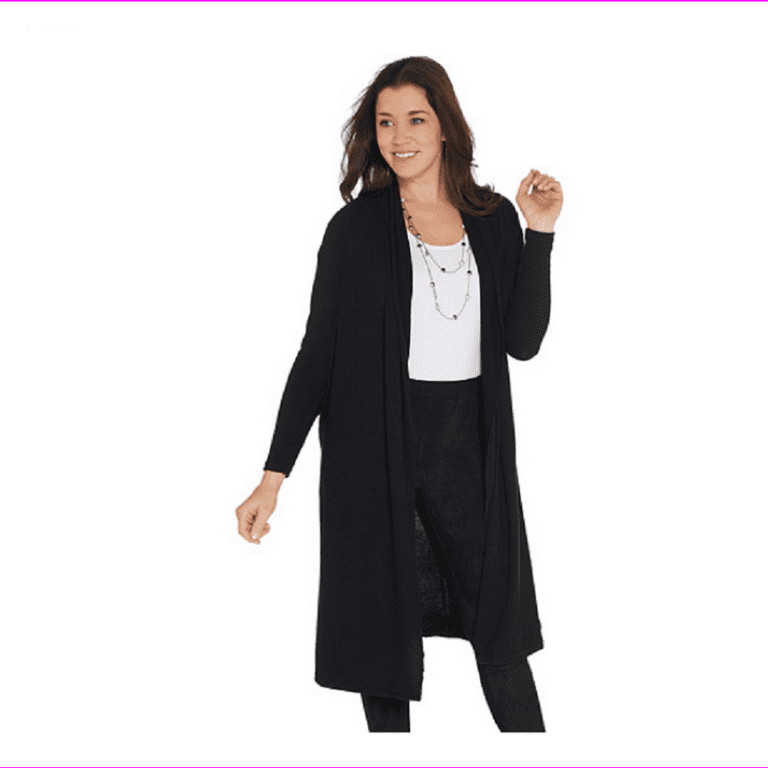 Lisa Rinna Collection Brushed Hacci Cardigan Black 1X Walmart