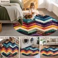 thumbnail image 5 of Round Rugs 5Ft, Vintage Waves Stripe Round Area Rug Washable Indoor Throw Carpet, Colorful Abstract Art Soft Non Slip Circle Rug for Cabinet Bathroom Home Decor Aesthetic, 5 of 8