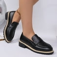 thumbnail image 5 of Viluyesy Womens Leather Loafers, Chunky Sole Slip-On Classic British Style Comfortable Casual Dressy Penny Shoes Black US8.5, 5 of 9