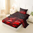 thumbnail image 2 of Castle Fairy Neon Red Sports Car Twin Sheet Sets 3pcs for Teens, Grunge Hexagon Bedding for Bedroom, Red Black, 2 of 6