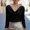 Black, variant on Womens Clothes Solid Pile Up Collar Long Sleeve Button Shirt, Casual Loose Layered Top, Soft Cozy Blouse with Stacked Collar Design Blouses for Women Casual