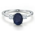 thumbnail image 3 of Gem Stone King 14K White Gold Blue Sapphire and Moissanite Engagement Ring for Women | 2.00 Cttw | Oval 8X6MM | Gemstone September Birthstone | Size 7, 3 of 6