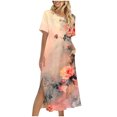 thumbnail image 2 of Ovzne Robes pour Femmes Robe d'Été pour Femmes Robe Unie Ample Décontractée Mode Robe à Manches Longues pour Femmes Robe à Col à Manches Longues Grande Taille Robe Maxi à Manches Longues Imprimée Liquidation, 2 of 7