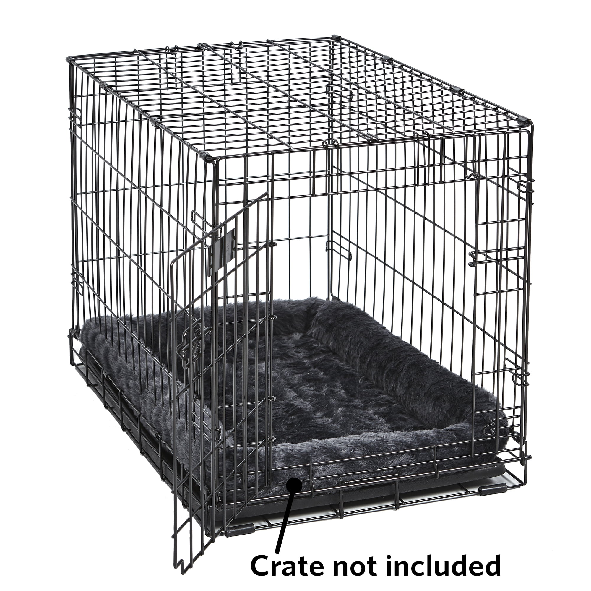 Midwest Homes For Pets / QuietTime Gray Fleece, Plush Bolstered Bed/ Fits 24-inch Crate/ Model-40224
